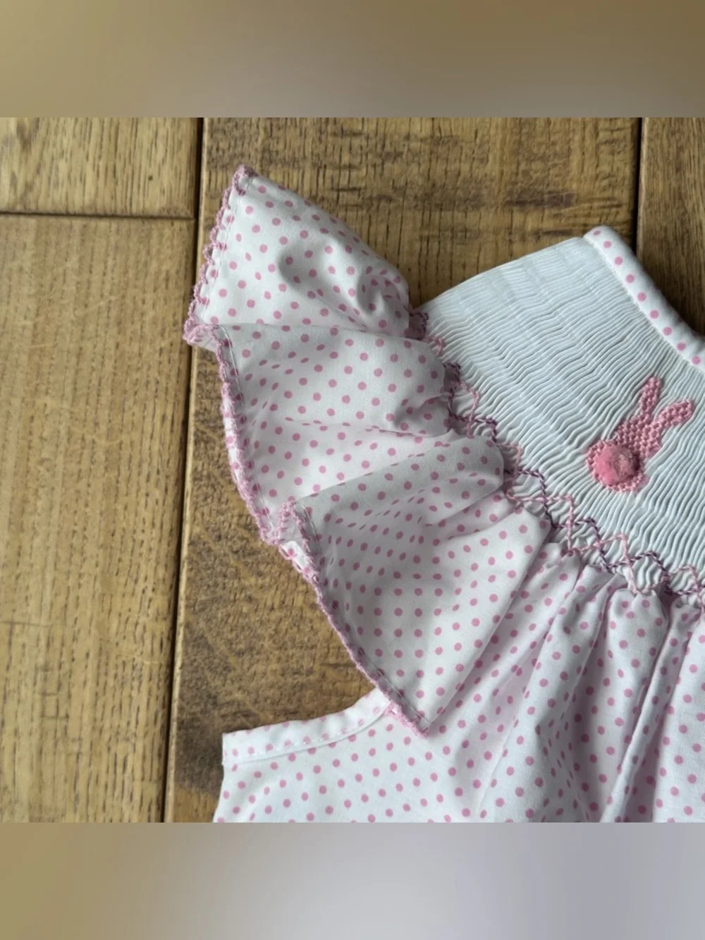 Classic Whimsy Bunny Bums Smocked Polka Dot Dress size 6